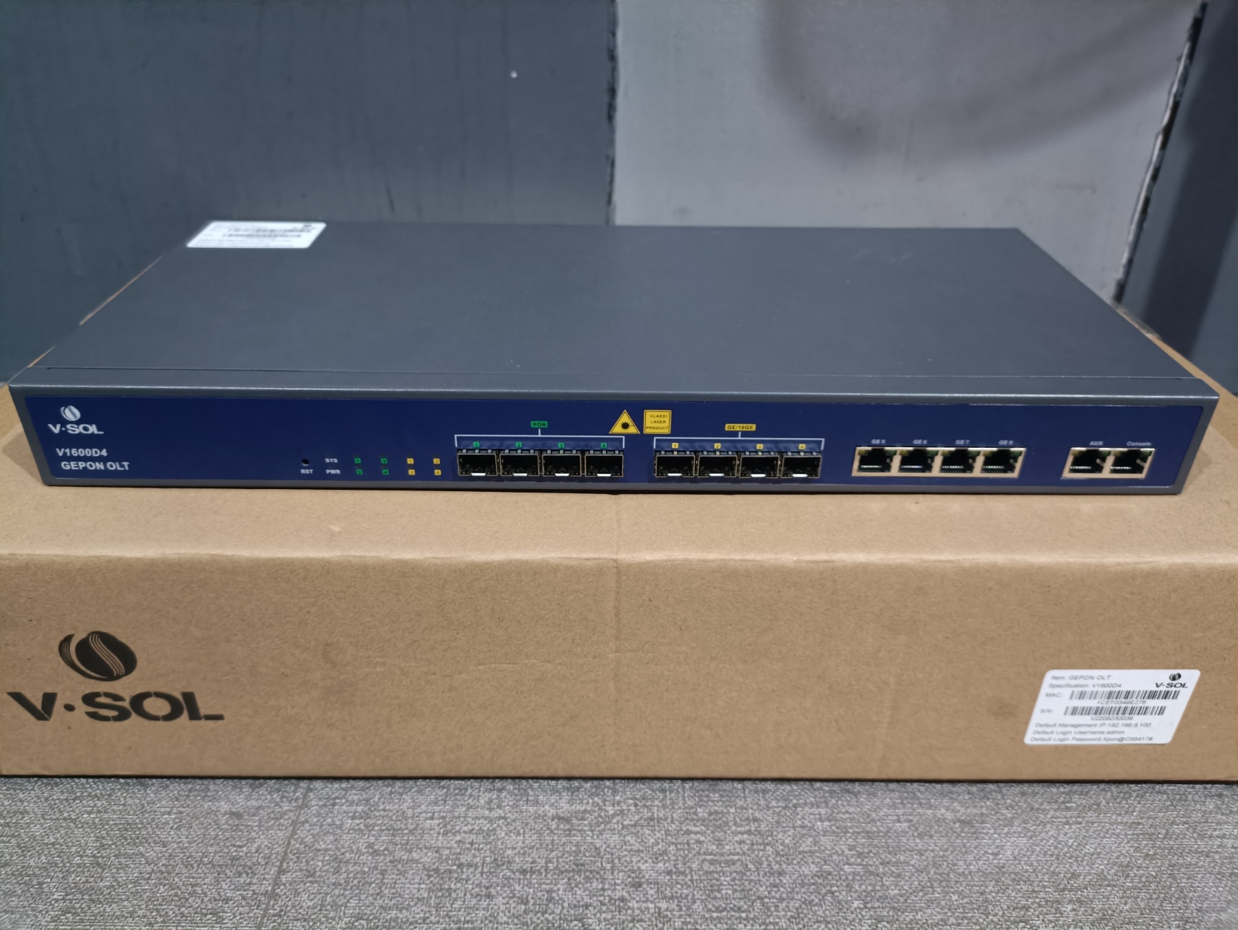VSOL V1600D4 4 Port EPON OLT with px+++ 9dbm modules Singe AC